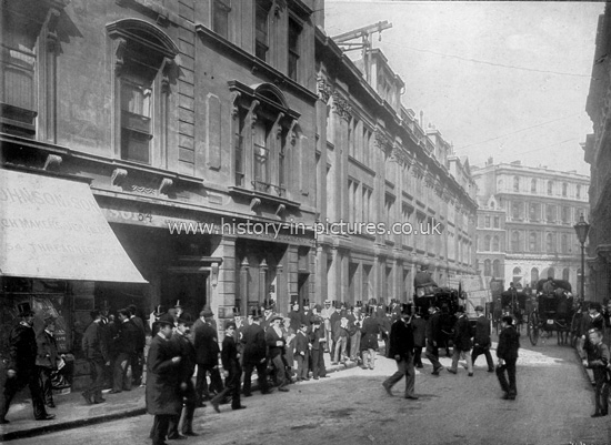 Old Broad Street, Stock Exchange, London. c.1890's.